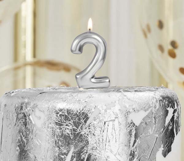 GET FRESH Vela de cumpleaños número 1 – Vela de plata número uno en barra –  Elegantes velas de números plateados para cumpleaños, aniversario de boda